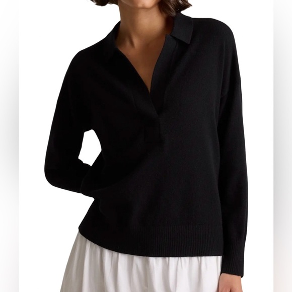 Quince Sweaters - Quince NWT Mongolian Cashmere Polo Sweater Women’s Black Size XS